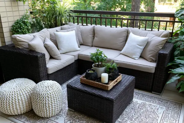 Balcon deschis: ce materiale alegi pentru mobilier și textile